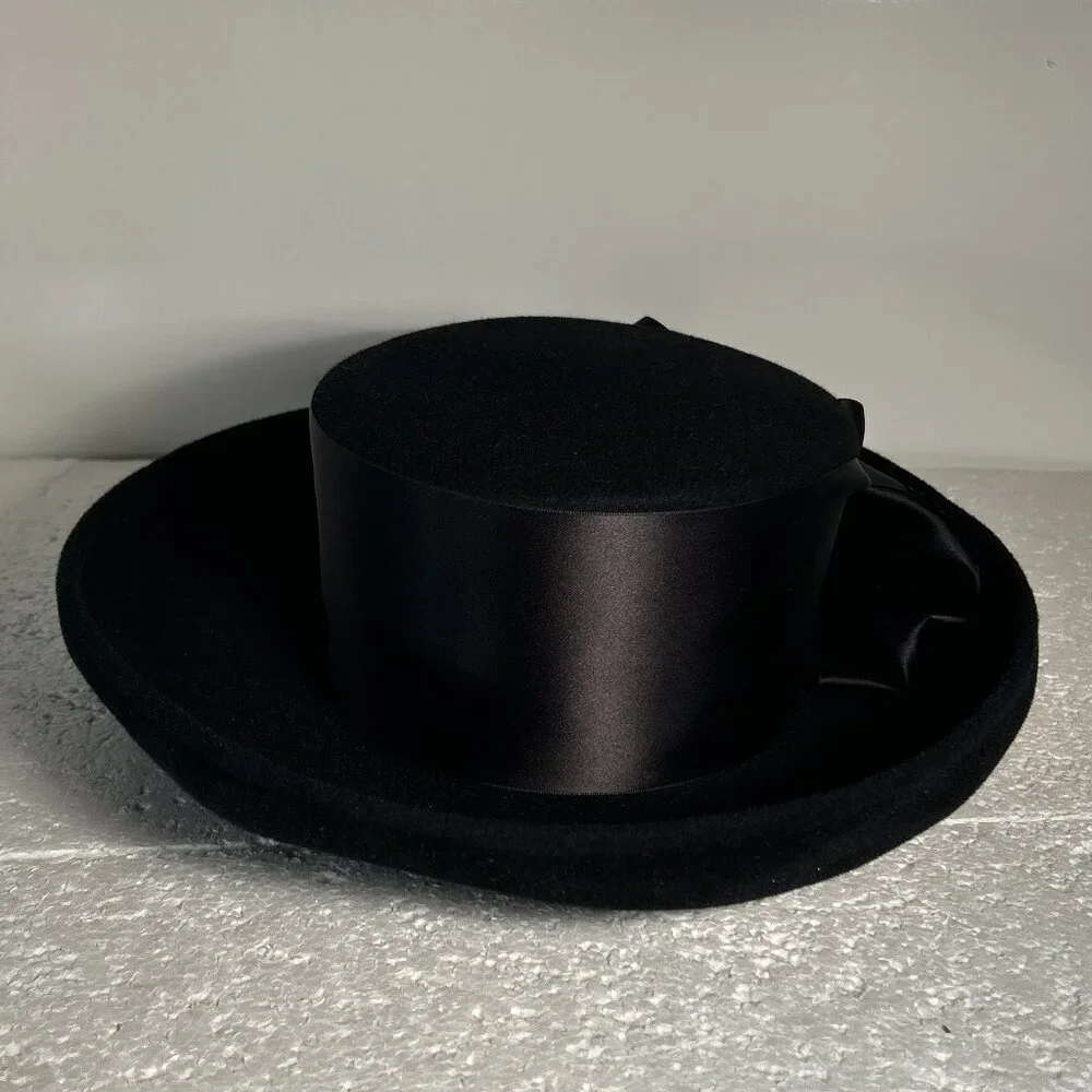 Eric Javits Vintage Wool Hat Satin Bow Old Money Quiet Luxury Cottage Prairie - Picture 5 of 7